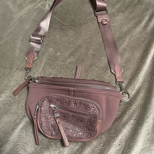 Steve Madden Maxima Crossbody/Fannie Pack Bedazzled Rose/Blush (adjustable)